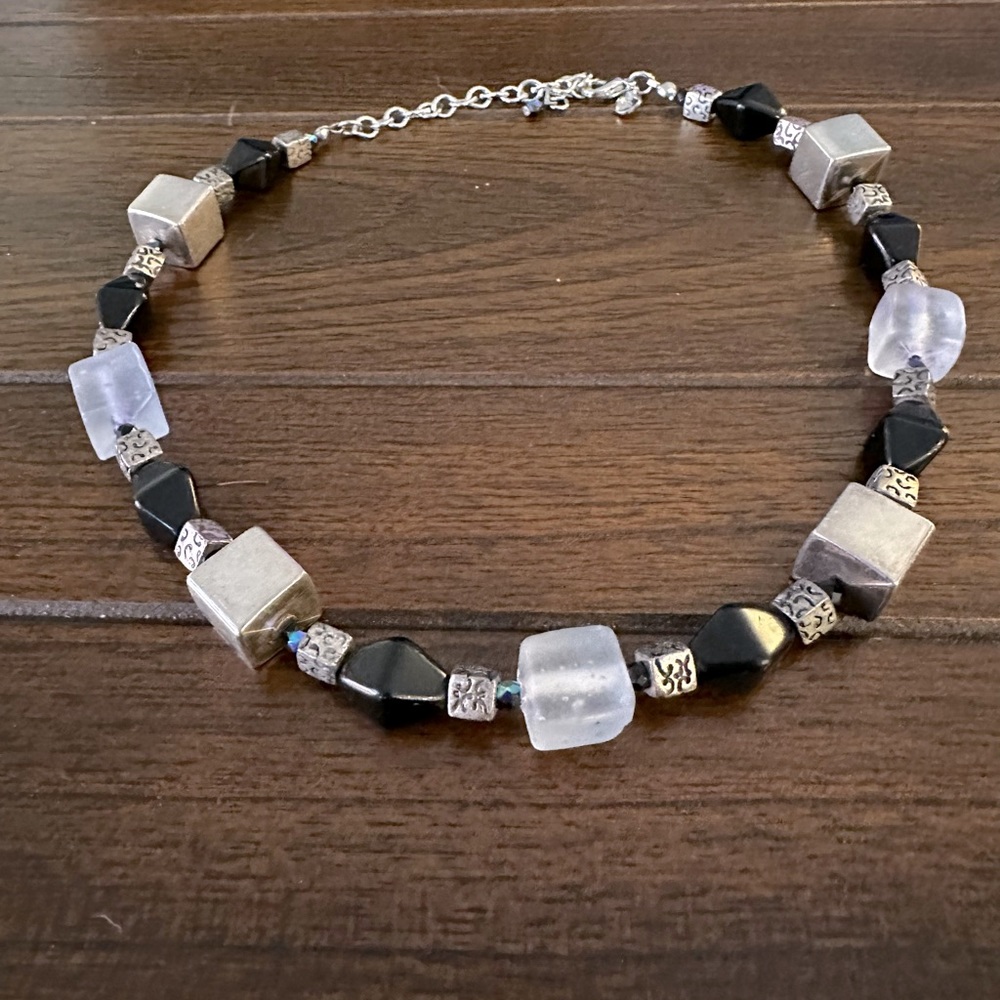 Chico’s statement necklace choker cube shape beads